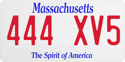 MA license plate 444XV5