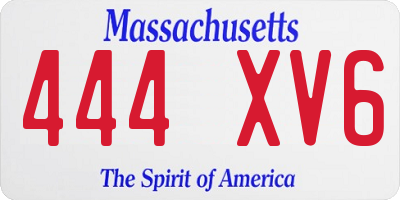 MA license plate 444XV6
