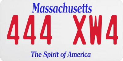 MA license plate 444XW4