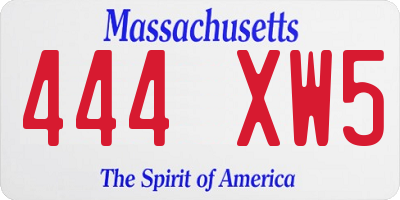 MA license plate 444XW5
