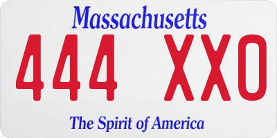 MA license plate 444XX0