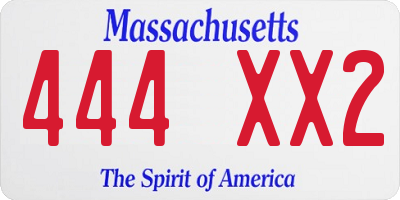 MA license plate 444XX2