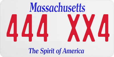 MA license plate 444XX4