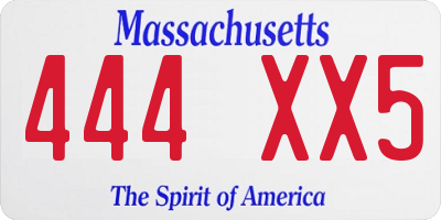 MA license plate 444XX5