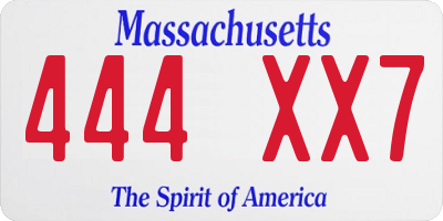 MA license plate 444XX7