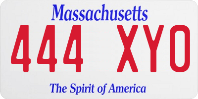 MA license plate 444XY0