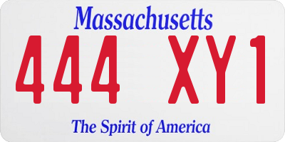 MA license plate 444XY1