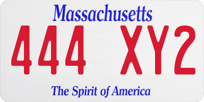 MA license plate 444XY2
