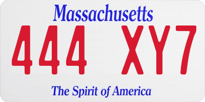 MA license plate 444XY7