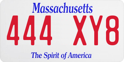 MA license plate 444XY8