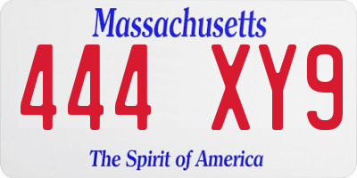 MA license plate 444XY9
