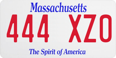 MA license plate 444XZ0