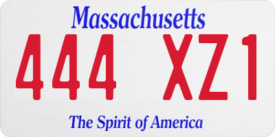 MA license plate 444XZ1