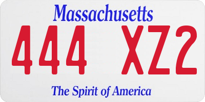MA license plate 444XZ2