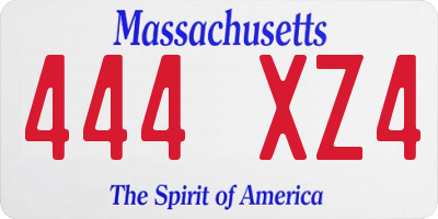 MA license plate 444XZ4