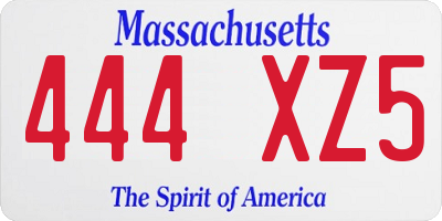 MA license plate 444XZ5