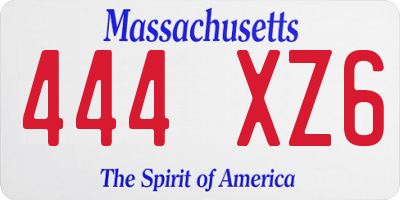 MA license plate 444XZ6