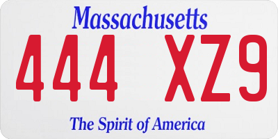 MA license plate 444XZ9