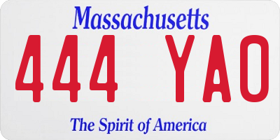 MA license plate 444YA0
