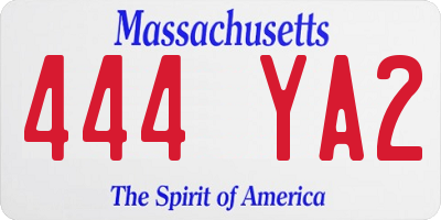 MA license plate 444YA2