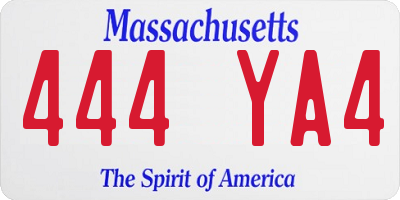 MA license plate 444YA4