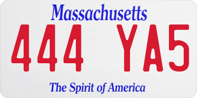 MA license plate 444YA5