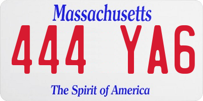 MA license plate 444YA6