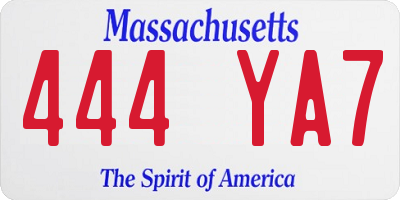 MA license plate 444YA7