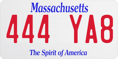 MA license plate 444YA8