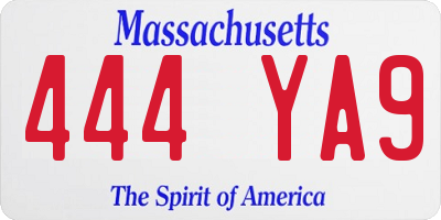 MA license plate 444YA9