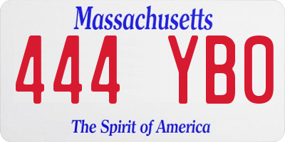 MA license plate 444YB0