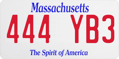 MA license plate 444YB3