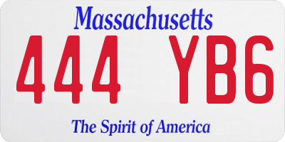 MA license plate 444YB6