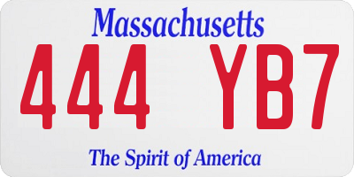 MA license plate 444YB7