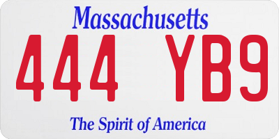 MA license plate 444YB9