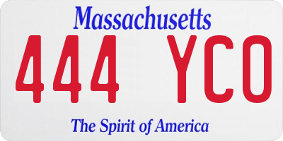 MA license plate 444YC0