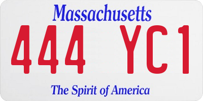 MA license plate 444YC1