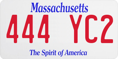 MA license plate 444YC2