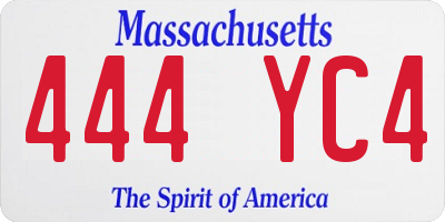 MA license plate 444YC4