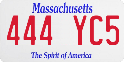MA license plate 444YC5