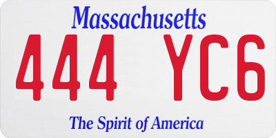 MA license plate 444YC6