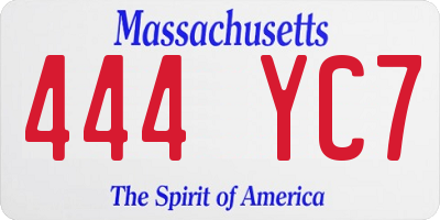 MA license plate 444YC7
