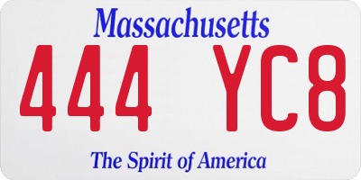 MA license plate 444YC8