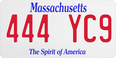MA license plate 444YC9