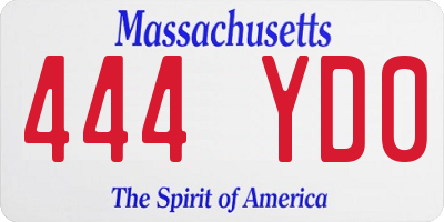 MA license plate 444YD0