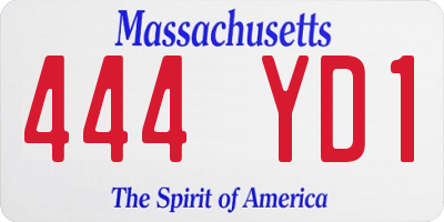 MA license plate 444YD1