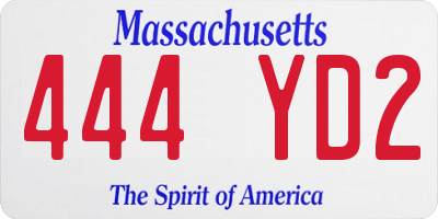 MA license plate 444YD2