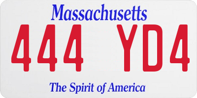 MA license plate 444YD4