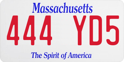 MA license plate 444YD5
