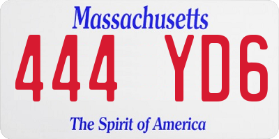 MA license plate 444YD6